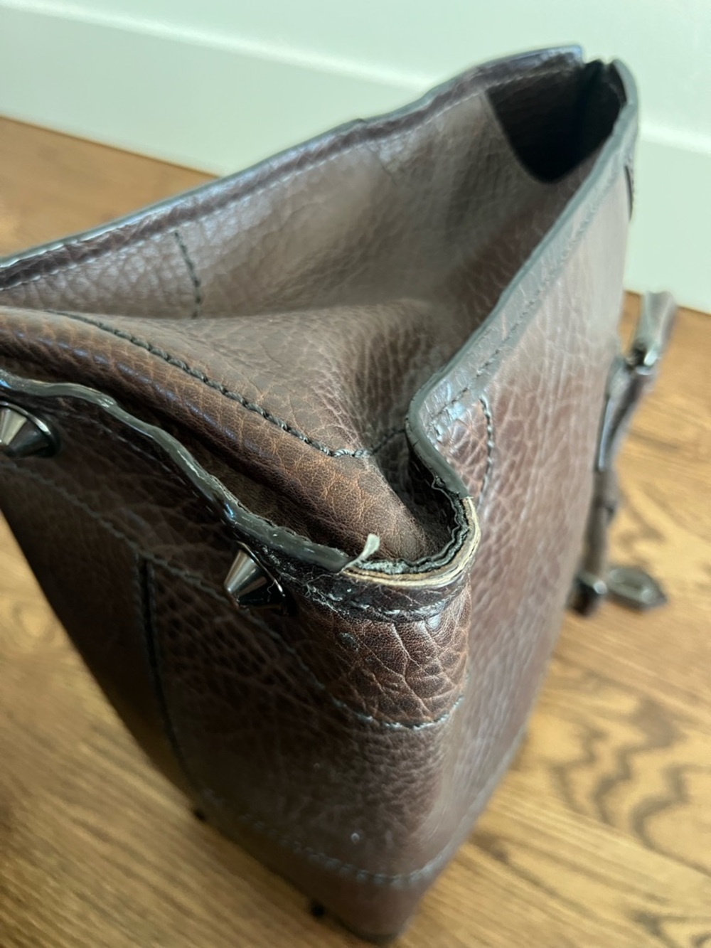 Reed Krakoff Dark Brown Embossed Leather Satchel - Picture 10 of 16